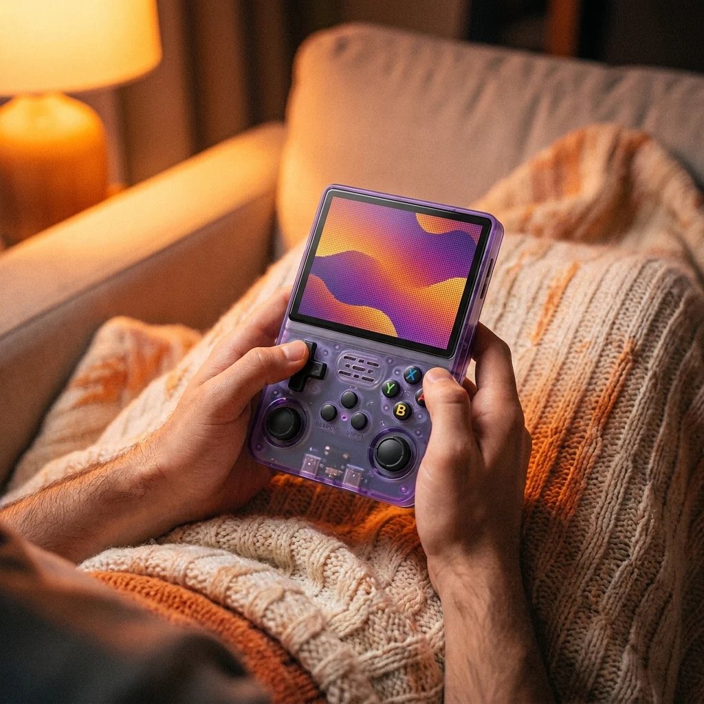 Playing R36S on a couch