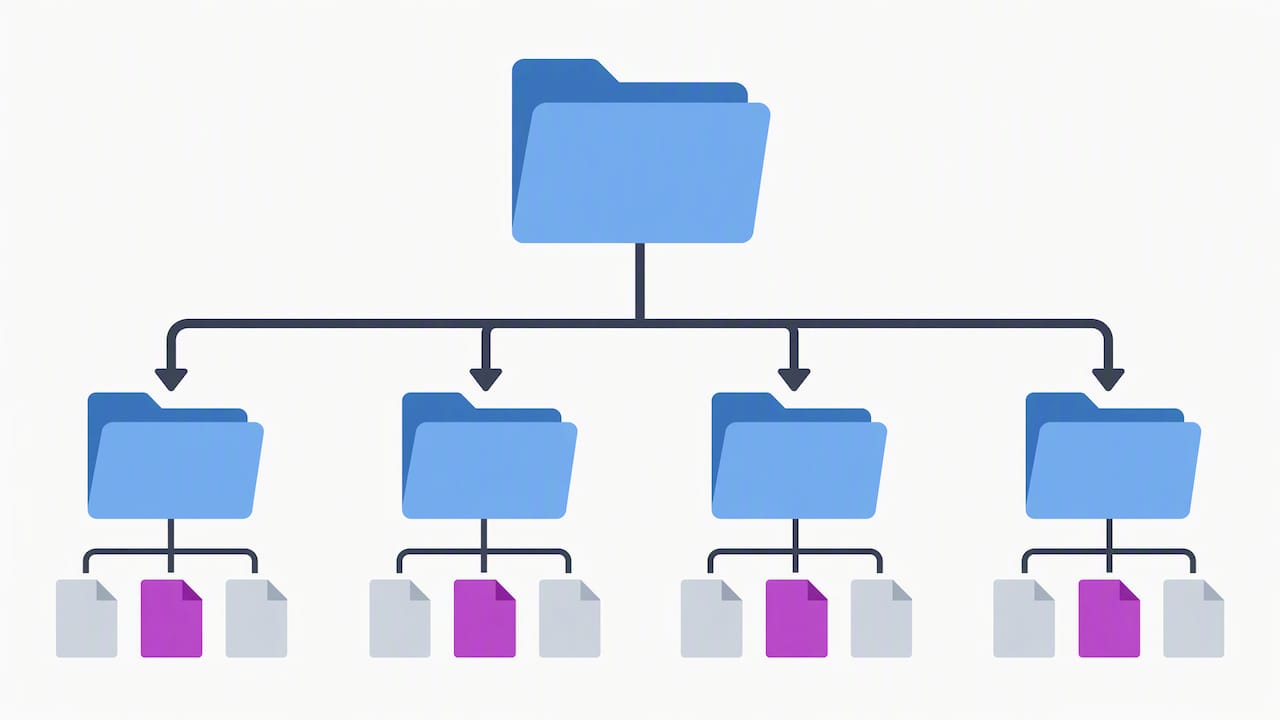 Root folder branching into system folders